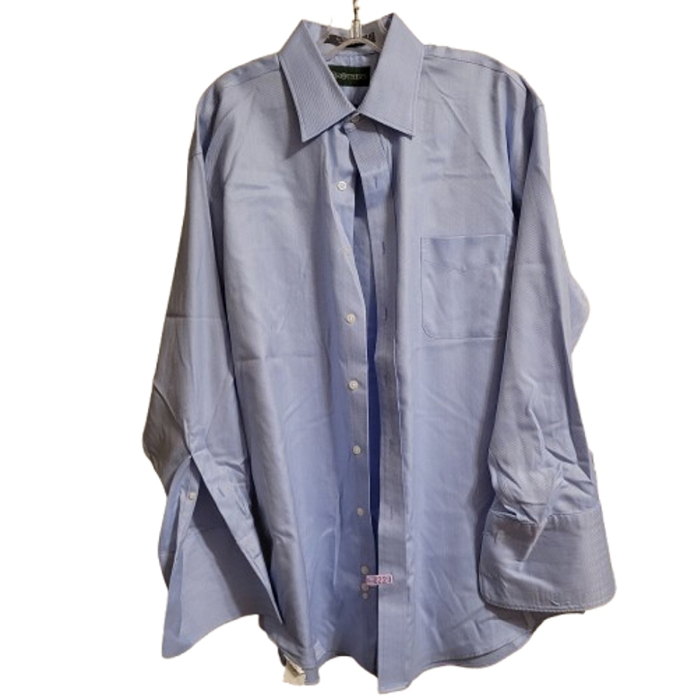 Brothers Men 100% Cotton   Blue Double Cuff Dress Shirt Size 16 1/3 33